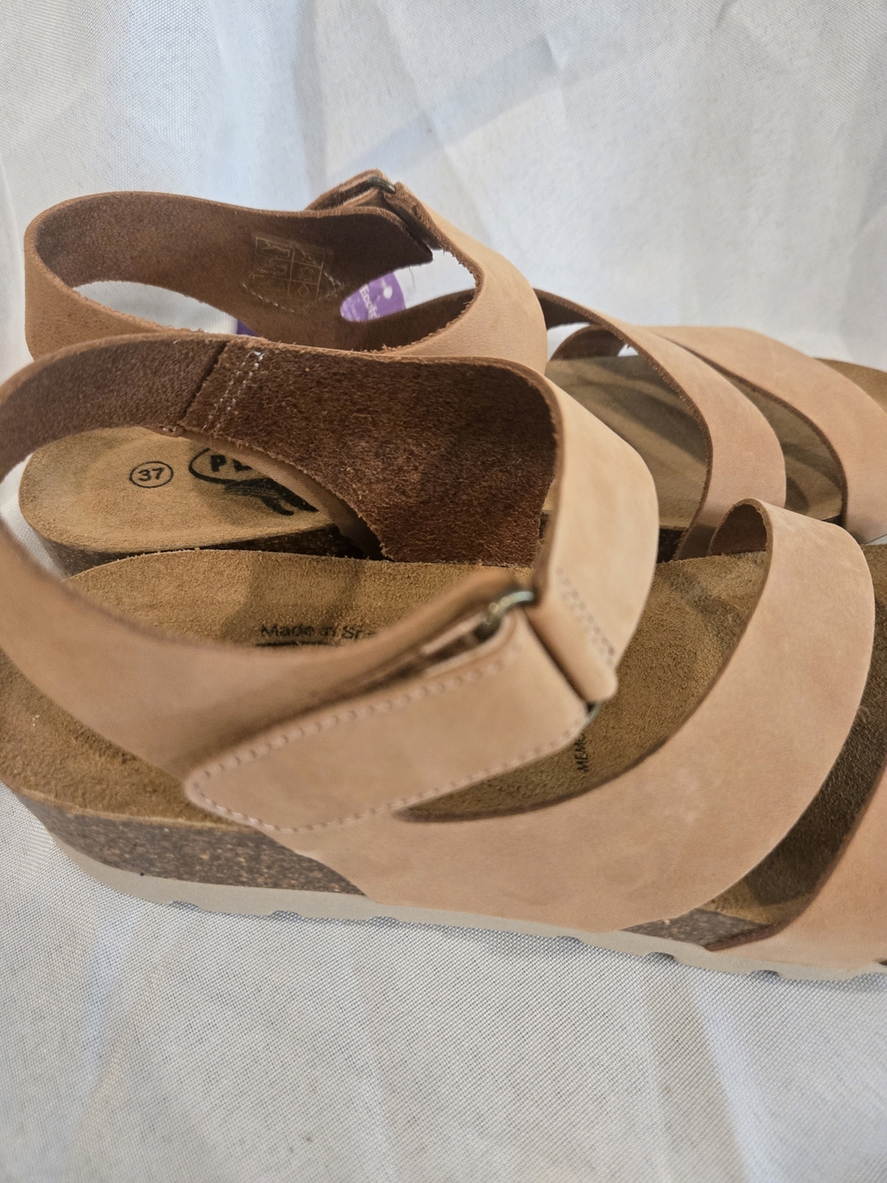 New PLAKTON Women's Strappy Tan Platform Sandals - Picture 4 of 6